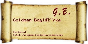 Goldman Boglárka névjegykártya